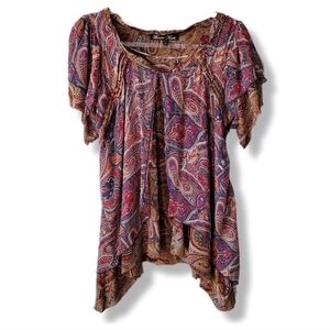 Winter Kate Vtg Silk Paisley Chiffon Blouse Top M Boho Fairy Fall Renfair